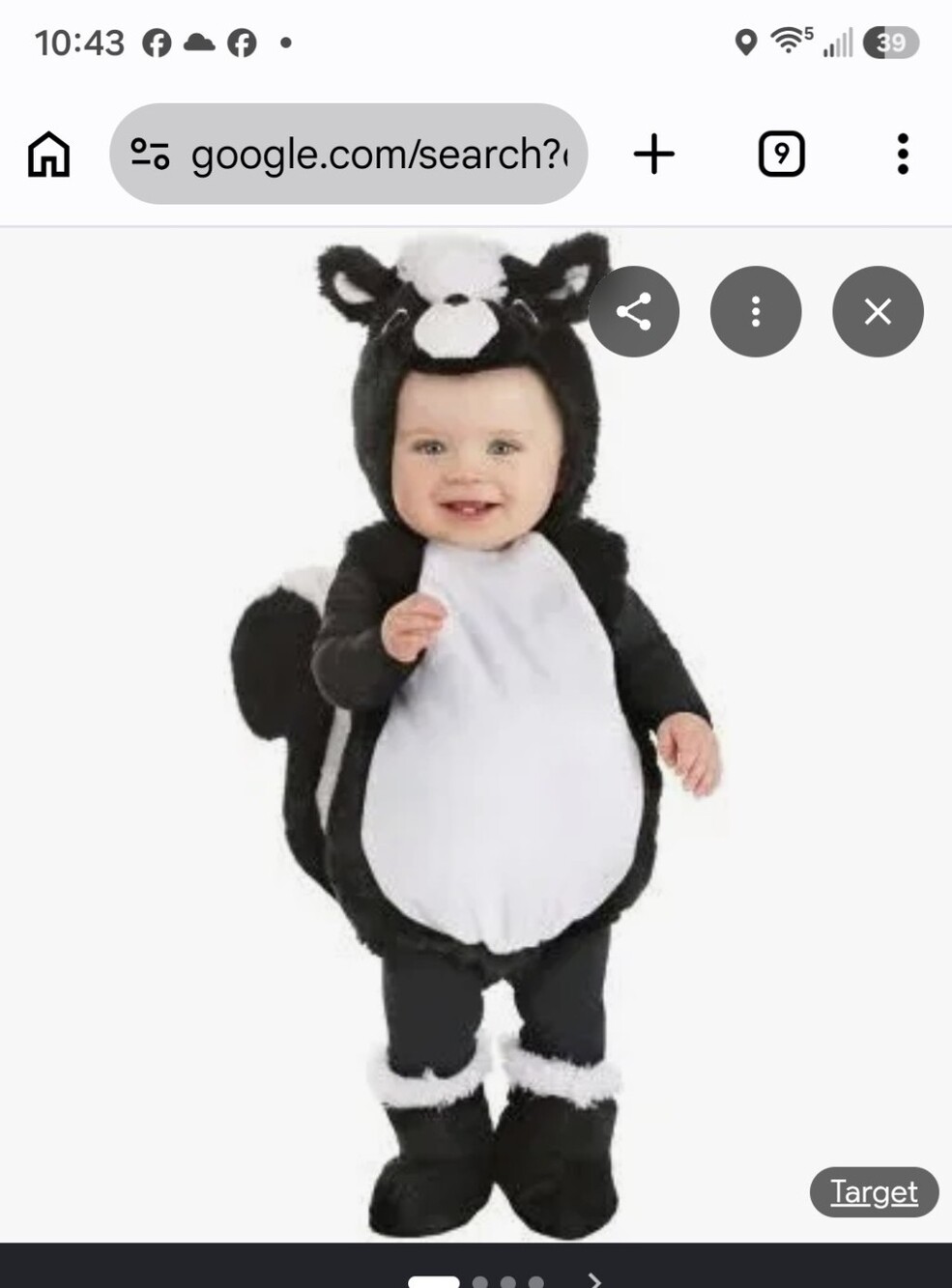 Target Silly Skunk Infant Costume - Black & White